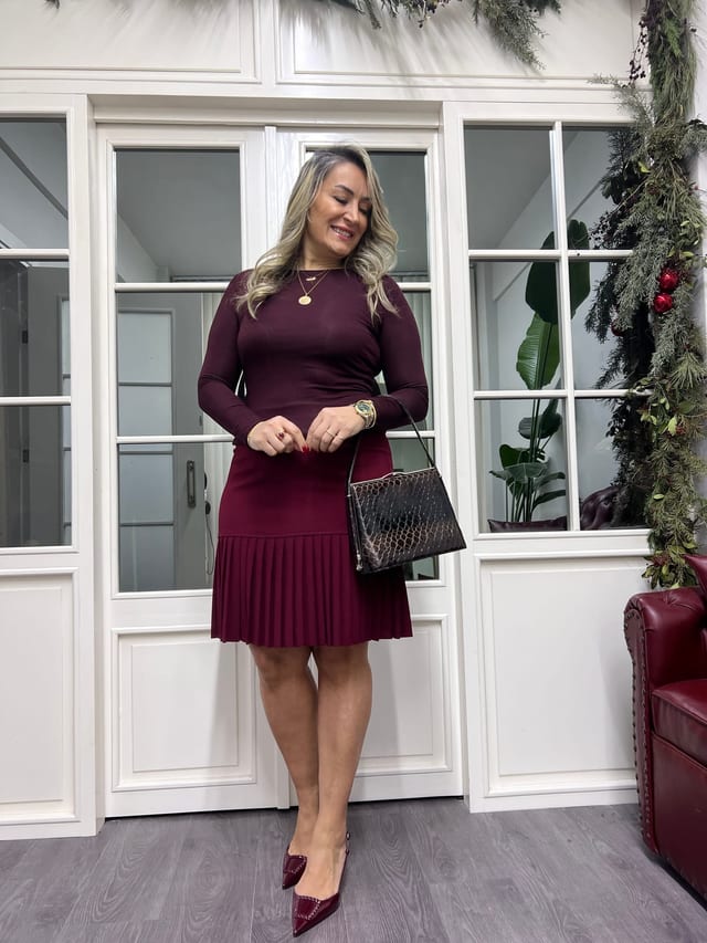 A022301 bordo pilili etek