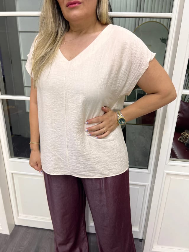 A02634 çilek tensel kumaş dökümlü bluz